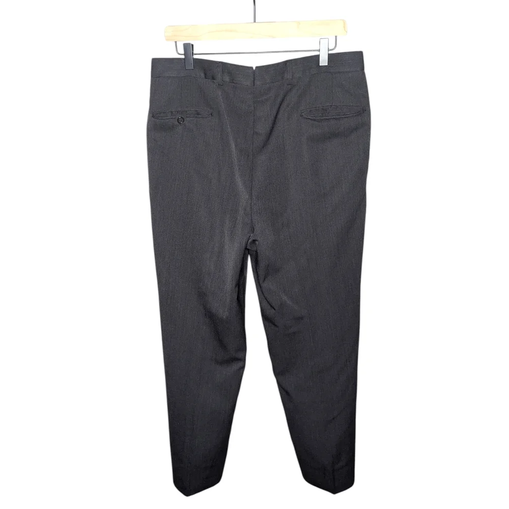 Ben Silver by Majer Dress Pants 34 X 27.5 Charcoal Gray USA Made Wool Pleated